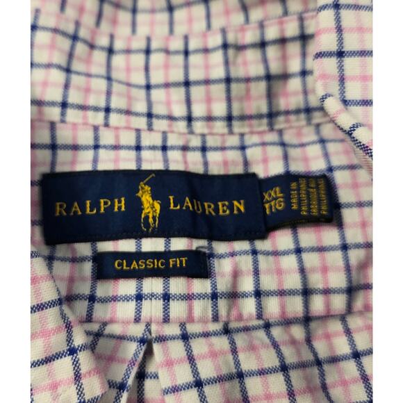 Ralph lauren classic fit thick stitch pink blue check long sleeve button up XXL - Picture 4 of 7